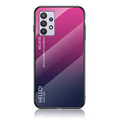 Carcasa Bumper Funda Silicona Espejo Gradiente Arco iris LS1 para Samsung Galaxy M32 5G Rosa Roja