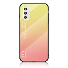 Carcasa Bumper Funda Silicona Espejo Gradiente Arco iris LS1 para Samsung Galaxy M52 5G Amarillo