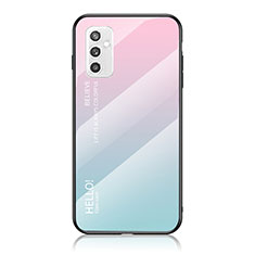 Carcasa Bumper Funda Silicona Espejo Gradiente Arco iris LS1 para Samsung Galaxy M52 5G Cian