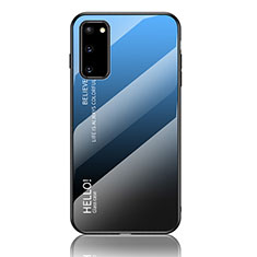 Carcasa Bumper Funda Silicona Espejo Gradiente Arco iris LS1 para Samsung Galaxy S20 Azul