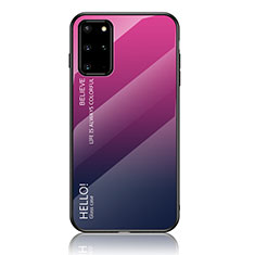 Carcasa Bumper Funda Silicona Espejo Gradiente Arco iris LS1 para Samsung Galaxy S20 Plus Rosa Roja