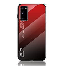 Carcasa Bumper Funda Silicona Espejo Gradiente Arco iris LS1 para Samsung Galaxy S20 Rojo