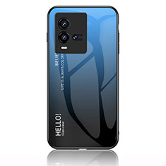 Carcasa Bumper Funda Silicona Espejo Gradiente Arco iris LS1 para Vivo iQOO 10 5G Azul