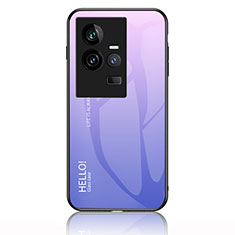 Carcasa Bumper Funda Silicona Espejo Gradiente Arco iris LS1 para Vivo iQOO 11 5G Purpura Claro