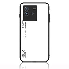 Carcasa Bumper Funda Silicona Espejo Gradiente Arco iris LS1 para Vivo iQOO Neo6 SE 5G Blanco