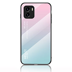 Carcasa Bumper Funda Silicona Espejo Gradiente Arco iris LS1 para Vivo iQOO U5x Cian