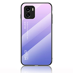 Carcasa Bumper Funda Silicona Espejo Gradiente Arco iris LS1 para Vivo iQOO U5x Purpura Claro