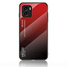 Carcasa Bumper Funda Silicona Espejo Gradiente Arco iris LS1 para Vivo iQOO U5x Rojo