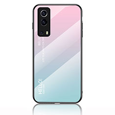 Carcasa Bumper Funda Silicona Espejo Gradiente Arco iris LS1 para Vivo iQOO Z3 5G Cian