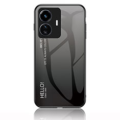 Carcasa Bumper Funda Silicona Espejo Gradiente Arco iris LS1 para Vivo iQOO Z6 Lite 5G Gris Oscuro