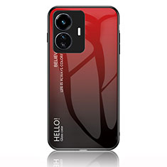 Carcasa Bumper Funda Silicona Espejo Gradiente Arco iris LS1 para Vivo iQOO Z6 Lite 5G Rojo