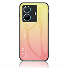 Carcasa Bumper Funda Silicona Espejo Gradiente Arco iris LS1 para Vivo iQOO Z6 Pro 5G Amarillo