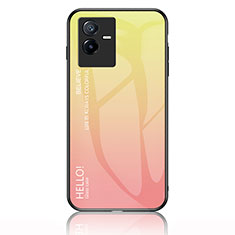 Carcasa Bumper Funda Silicona Espejo Gradiente Arco iris LS1 para Vivo T2x 5G Amarillo