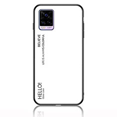 Carcasa Bumper Funda Silicona Espejo Gradiente Arco iris LS1 para Vivo V20 (2021) Blanco