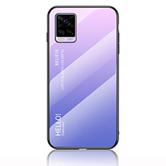 Carcasa Bumper Funda Silicona Espejo Gradiente Arco iris LS1 para Vivo V20 (2021) Purpura Claro