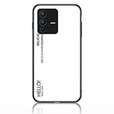 Carcasa Bumper Funda Silicona Espejo Gradiente Arco iris LS1 para Vivo V23 Pro 5G Blanco