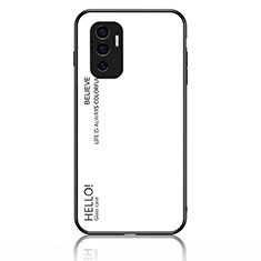 Carcasa Bumper Funda Silicona Espejo Gradiente Arco iris LS1 para Vivo V23e Blanco