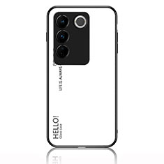 Carcasa Bumper Funda Silicona Espejo Gradiente Arco iris LS1 para Vivo V27 Pro 5G Blanco