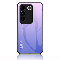 Carcasa Bumper Funda Silicona Espejo Gradiente Arco iris LS1 para Vivo V27 Pro 5G Purpura Claro