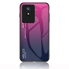 Carcasa Bumper Funda Silicona Espejo Gradiente Arco iris LS1 para Vivo Y02 Rosa Roja