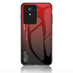 Carcasa Bumper Funda Silicona Espejo Gradiente Arco iris LS1 para Vivo Y02A Rojo