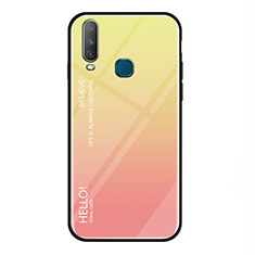 Carcasa Bumper Funda Silicona Espejo Gradiente Arco iris LS1 para Vivo Y17 Amarillo