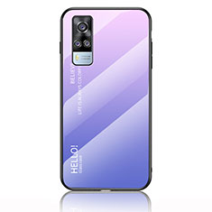 Carcasa Bumper Funda Silicona Espejo Gradiente Arco iris LS1 para Vivo Y51 (2021) Purpura Claro