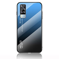 Carcasa Bumper Funda Silicona Espejo Gradiente Arco iris LS1 para Vivo Y53s NFC Azul