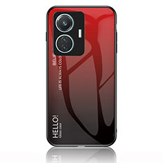Carcasa Bumper Funda Silicona Espejo Gradiente Arco iris LS1 para Vivo Y55 4G Rojo