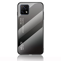 Carcasa Bumper Funda Silicona Espejo Gradiente Arco iris LS1 para Vivo Y72 India Gris Oscuro