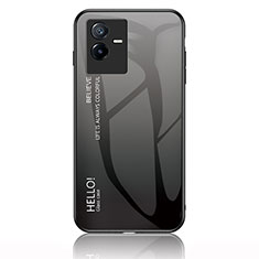 Carcasa Bumper Funda Silicona Espejo Gradiente Arco iris LS1 para Vivo Y73t Gris Oscuro