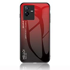 Carcasa Bumper Funda Silicona Espejo Gradiente Arco iris LS1 para Vivo Y73t Rojo