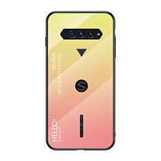 Carcasa Bumper Funda Silicona Espejo Gradiente Arco iris LS1 para Xiaomi Black Shark 4 Pro 5G Amarillo