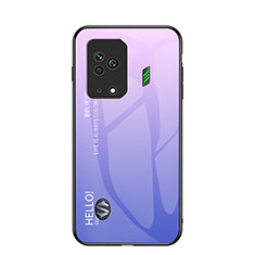 Carcasa Bumper Funda Silicona Espejo Gradiente Arco iris LS1 para Xiaomi Black Shark 5 5G Purpura Claro