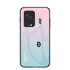 Carcasa Bumper Funda Silicona Espejo Gradiente Arco iris LS1 para Xiaomi Black Shark 5 Pro 5G Cian