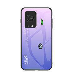 Carcasa Bumper Funda Silicona Espejo Gradiente Arco iris LS1 para Xiaomi Black Shark 5 Pro 5G Purpura Claro