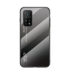 Carcasa Bumper Funda Silicona Espejo Gradiente Arco iris LS1 para Xiaomi Mi 10T 5G Gris Oscuro