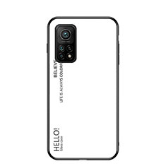 Carcasa Bumper Funda Silicona Espejo Gradiente Arco iris LS1 para Xiaomi Mi 10T Pro 5G Blanco