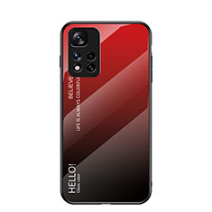 Carcasa Bumper Funda Silicona Espejo Gradiente Arco iris LS1 para Xiaomi Mi 11i 5G (2022) Rojo