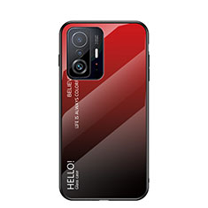 Carcasa Bumper Funda Silicona Espejo Gradiente Arco iris LS1 para Xiaomi Mi 11T 5G Rojo