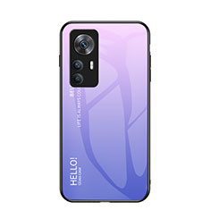 Carcasa Bumper Funda Silicona Espejo Gradiente Arco iris LS1 para Xiaomi Mi 12T 5G Purpura Claro