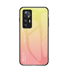 Carcasa Bumper Funda Silicona Espejo Gradiente Arco iris LS1 para Xiaomi Mi 12T Pro 5G Amarillo