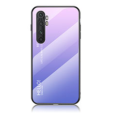 Carcasa Bumper Funda Silicona Espejo Gradiente Arco iris LS1 para Xiaomi Mi Note 10 Lite Purpura Claro