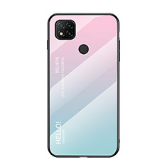 Carcasa Bumper Funda Silicona Espejo Gradiente Arco iris LS1 para Xiaomi POCO C3 Cian