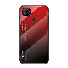 Carcasa Bumper Funda Silicona Espejo Gradiente Arco iris LS1 para Xiaomi POCO C3 Rojo