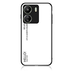 Carcasa Bumper Funda Silicona Espejo Gradiente Arco iris LS1 para Xiaomi Poco C65 Blanco