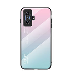 Carcasa Bumper Funda Silicona Espejo Gradiente Arco iris LS1 para Xiaomi Poco F4 GT 5G Cian