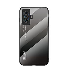 Carcasa Bumper Funda Silicona Espejo Gradiente Arco iris LS1 para Xiaomi Poco F4 GT 5G Gris Oscuro