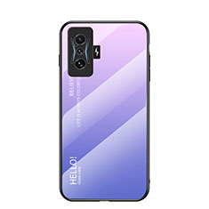 Carcasa Bumper Funda Silicona Espejo Gradiente Arco iris LS1 para Xiaomi Poco F4 GT 5G Purpura Claro