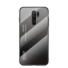 Carcasa Bumper Funda Silicona Espejo Gradiente Arco iris LS1 para Xiaomi Poco M2 Gris Oscuro